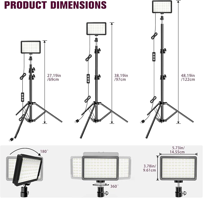 Photography Lighting Kit Dimmable 5600K USB Led Video Studio Streaming Lights