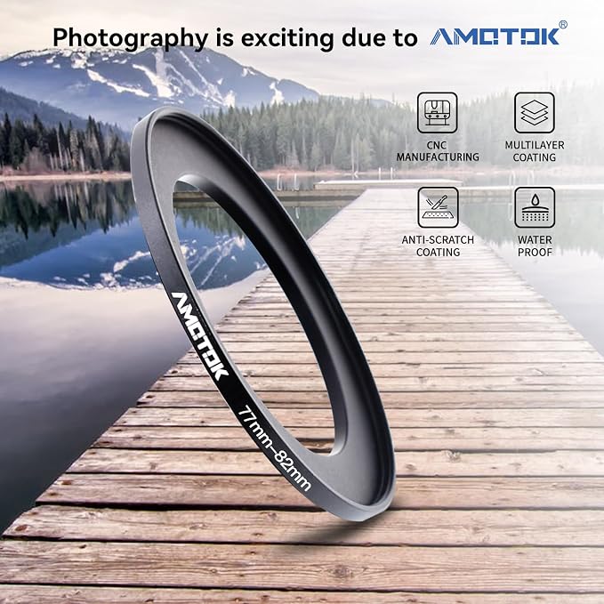 77mm Lens to 82mm Camera Lens Adapter, 77mm to 82mm Filter Step up Ring Adapter