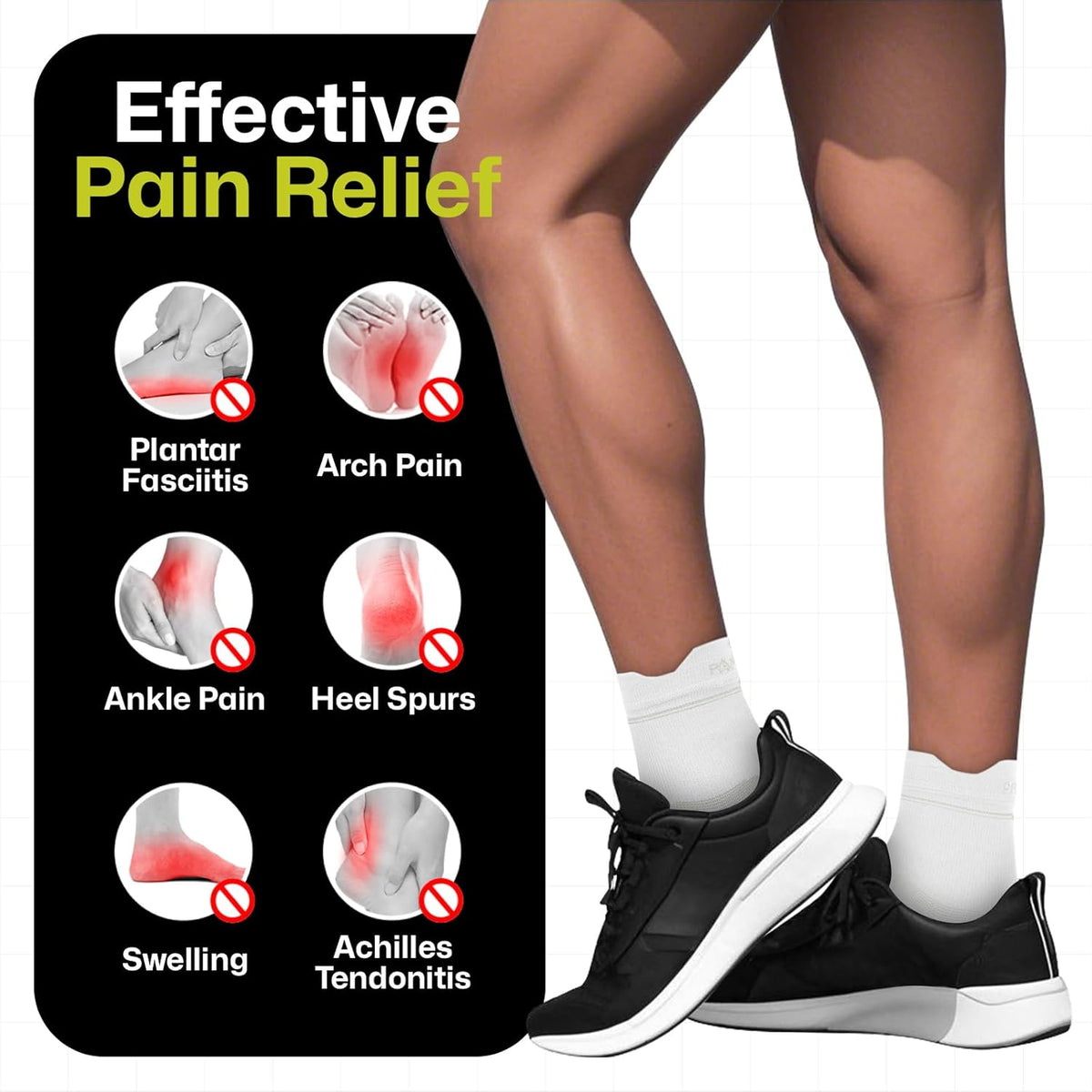 PAPLUS Plantar Fasciitis Socks - Ankle Compression Sleeves for Pain Relief | 3 Pairs for Men & Women