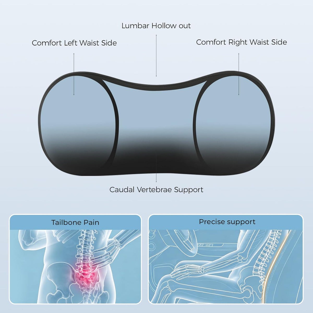 BABUR Lumbar Support Pillow for Car, Coccyx Pain Relief Cushion