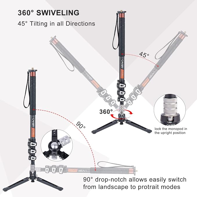 Cayer Carbon Fiber Monopod Leg, 68 Inch Camera Telescopic Video Monopod Tube