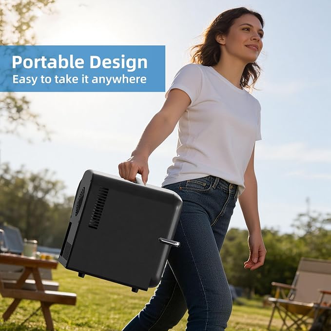 Antarctic Star Compact Mini Fridge, 4L Capacity/6 Cans Portable Cooler and Warmer Compact Refrigerator, for Bedroom,Car,Office and Dorm, Small Cooler and Warmer for Cosmetics, Beverage and Food, Black