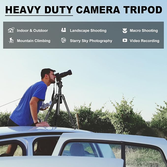 80/85 inches Heavy Duty Tripod for Camera and Phone, DSLR Binoculars Spotting