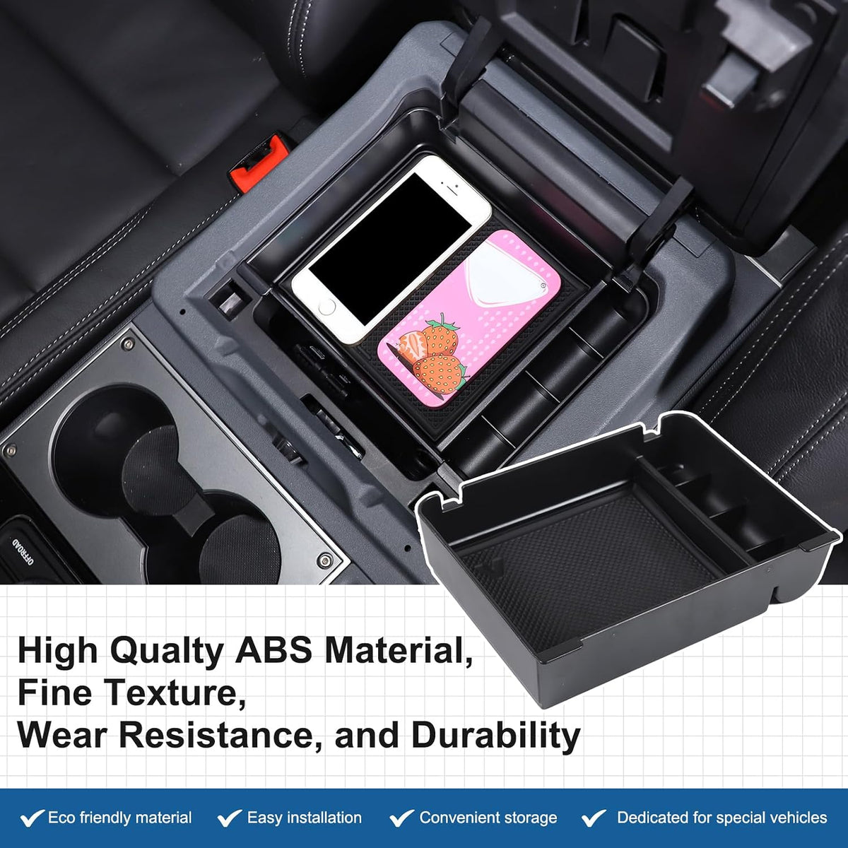 Center Console Organizer Tray Armrest Storage Box Compatible with INEOS Grenadier 2020-2026 Non-Slip Center Console Tray Armrest Secondary Storage Tray Phone Key Organizer Container