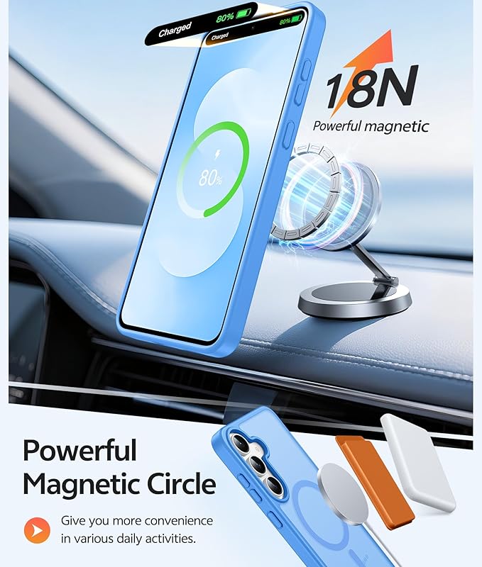 FNTCASE for Samsung Galaxy S25 FE Case: Magnetic Translucent Matte Military