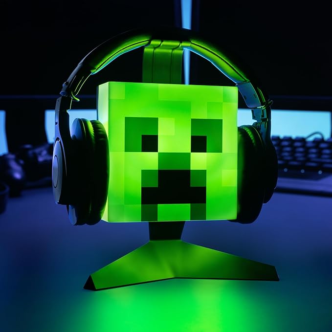 Minecraft Creeper Headphone Stand - Officially Licensed Merchandise, Lights Up with 2 Lighting Modes, Gamer Headset Stand Powered by USB, Gaming Room Decor, 23.7cm (9.3") | Paladone