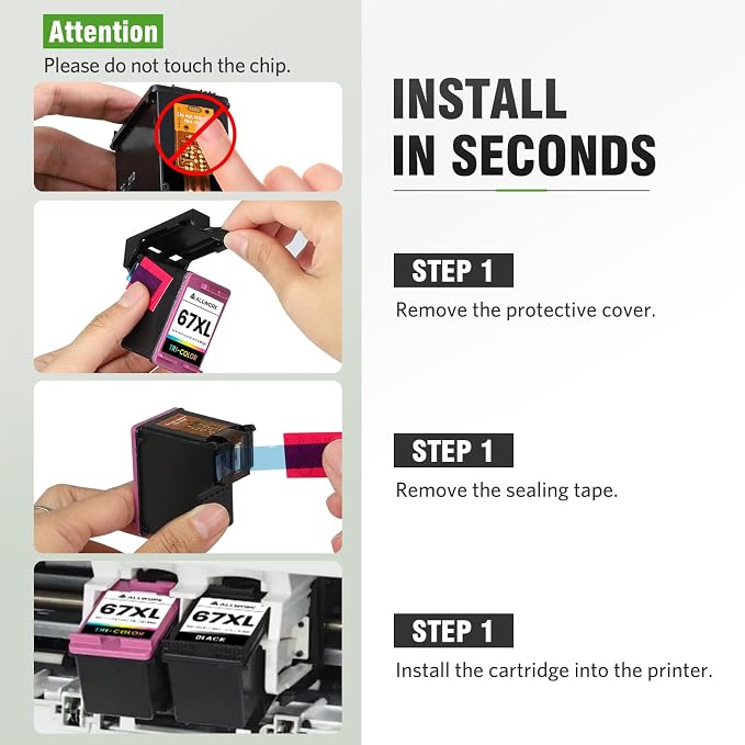 67XL Ink Cartridge Replacement for HP 67 XL Remanufactured for HP Ink 67 67XL