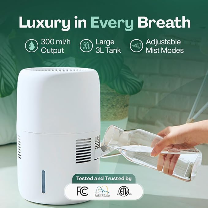 Smart Evaporative Humidifier with App Control & 3L Tank – Mist-Free, No White Dust – Quiet Operation for Better Sleep – Klarta Humea Beige