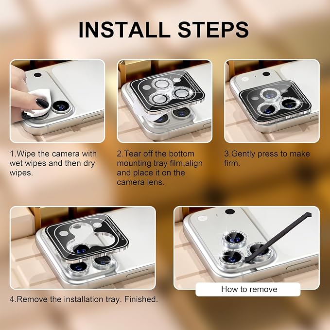Misea Compatible for iPhone 17 Pro/iPhone 17 Pro Max Camera Lens Protector Bling