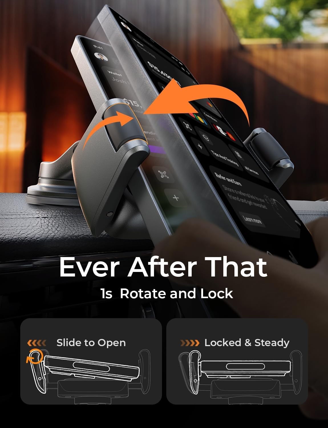 LISEN Suction Phone Mount for Car, [Ultra Suction & Less Fuss] Car Phone Holder Mount Vacuum Dashboard Phone Holder, Car Cell Phone Holder for iPhone 17 16 15 14 Pro Max Air with Case Galaxy S26 S25