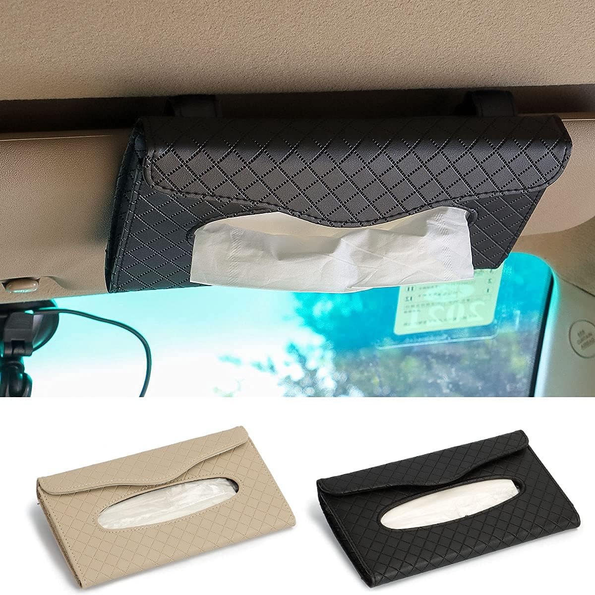 2 Pack Car Visor Tissue Holder Sun Visor Napkin Holder Backseat Tissue Case
