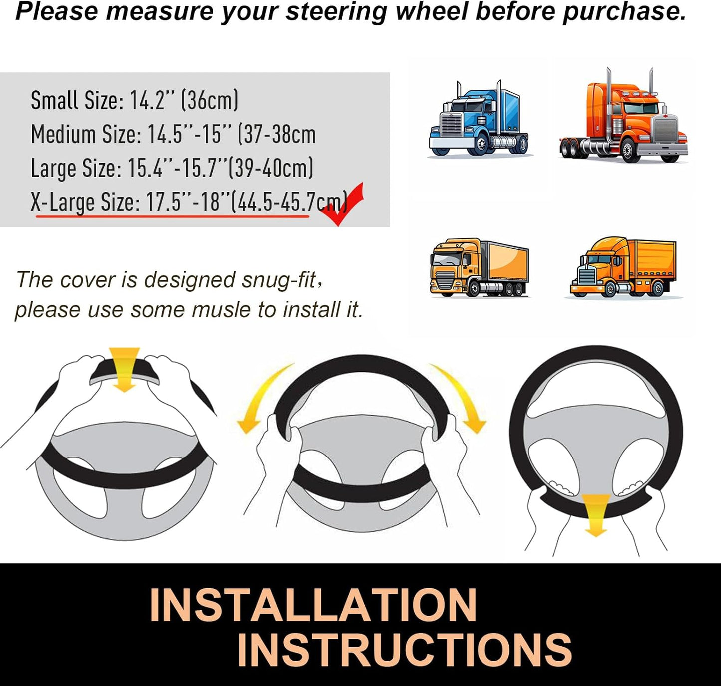 PINCTROT XL Size 17.5-18 Inch Comfy Grip Steering Wheel Cover for Semi Truck, Fits RV, Big Rig Trucker, 18 Wheeler and Classic Cars, Anti-Slip Design 17.5-18 Inch(Silicone Purple)