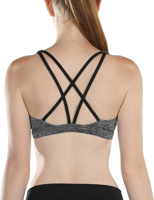 Icyzone Women's Strappy Workout Sports Bra - Comfortable Yoga & Running Activewear Top