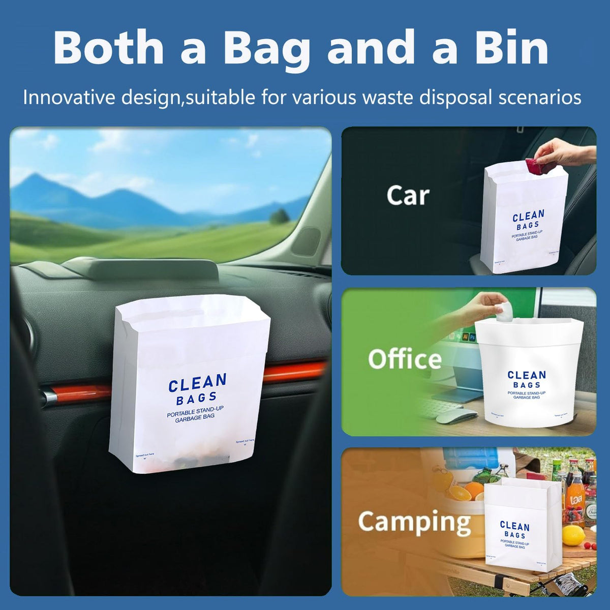 disposable Car Garbage Bin Bags 40 PCS, Leak-proof Cleaning and Vomit Bags, Easy Stick-On and Stand Design, Disposable Small Garbage Bags