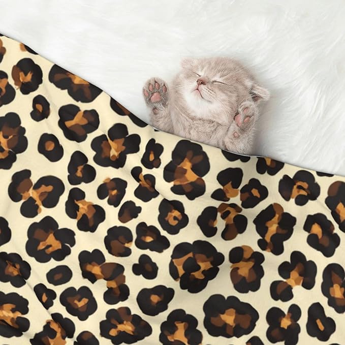 Pet Blanket for Couches and Beds, Leopard Prints Printed, Reversible Double Sided Plush Design with Soft Bumpy Texture and Smooth Surface, Furniture Protector