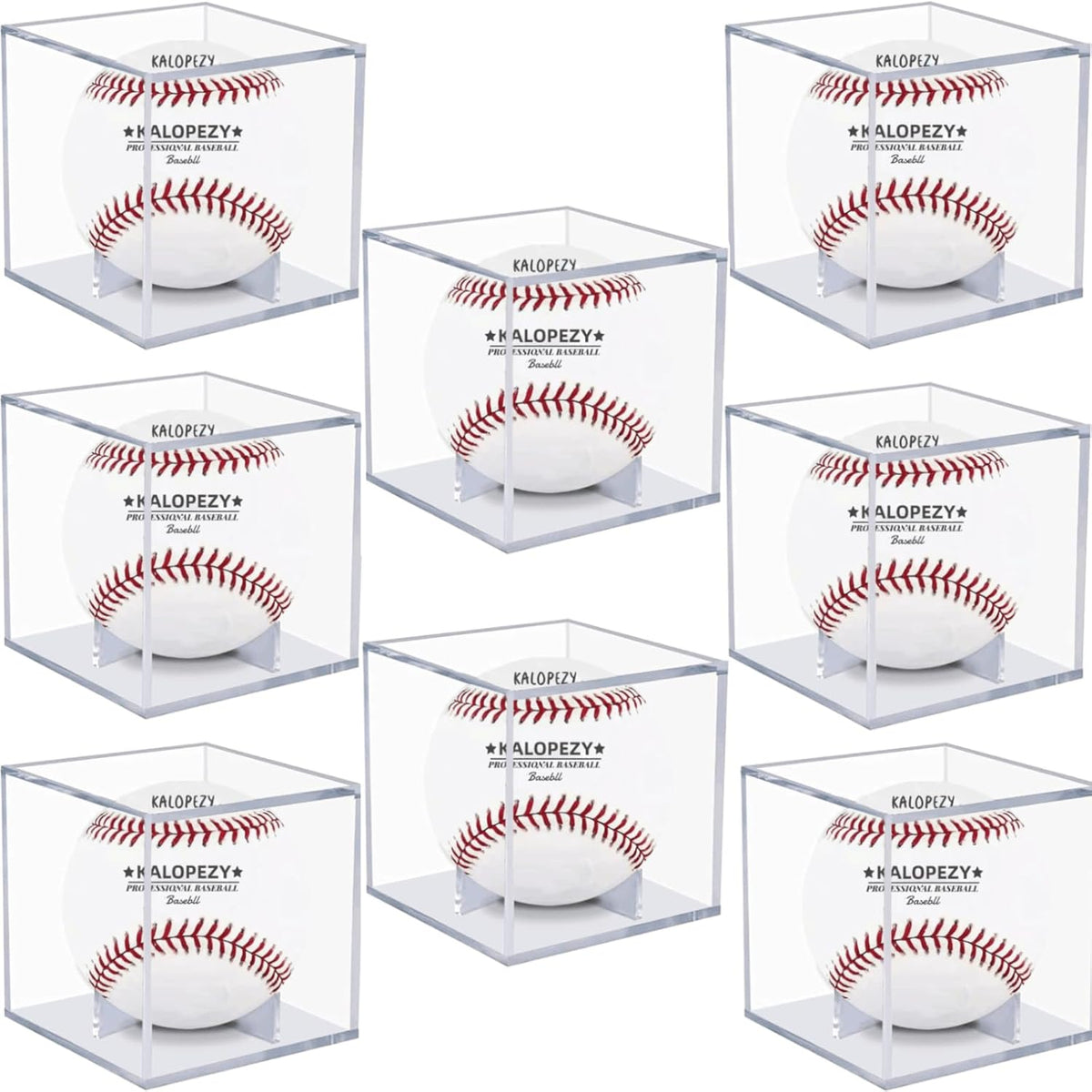 Skiennix Baseball Display Case - UV Protected Acrylic Cube for Memorabilia | 8 Pack Clear Showcase
