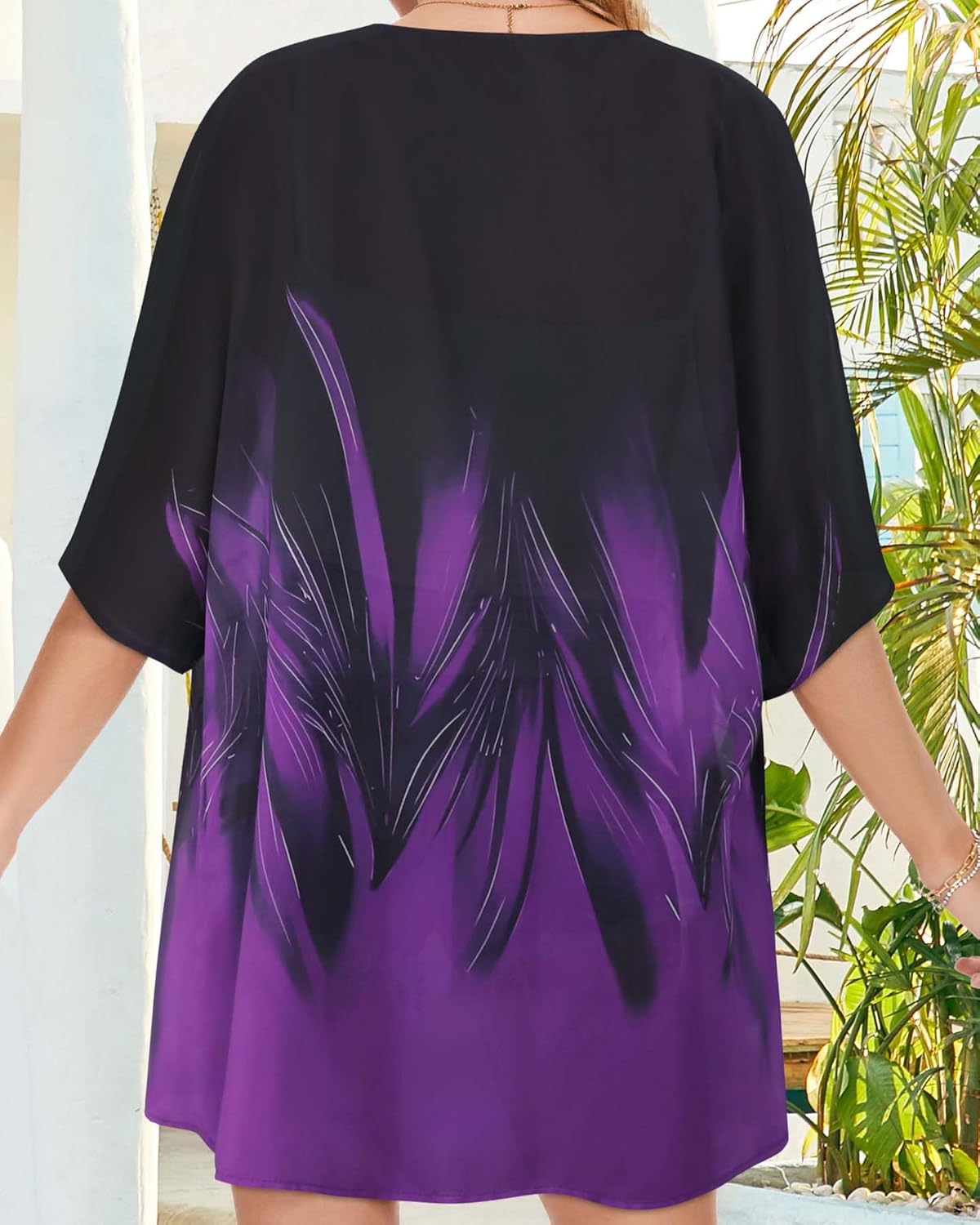Skiennix Women's Floral Print Kimono Cardigan - Stylish Puff Sleeve Cover-Up in Casual Design