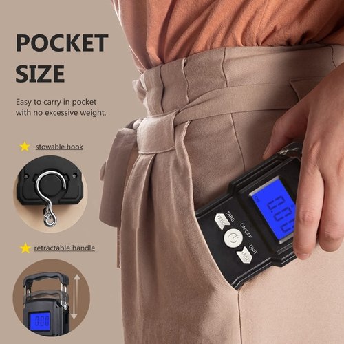 NUTRI FIT Digital Luggage Scale - Portable Handheld Suitcase Weighing Tool | 110lb Capacity for Travel