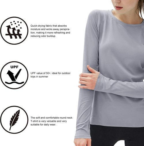 Isnowood Women's Sun Protection Long Sleeve Shirt - UPF 50+ UV Rash Guard for Outdoor Activities