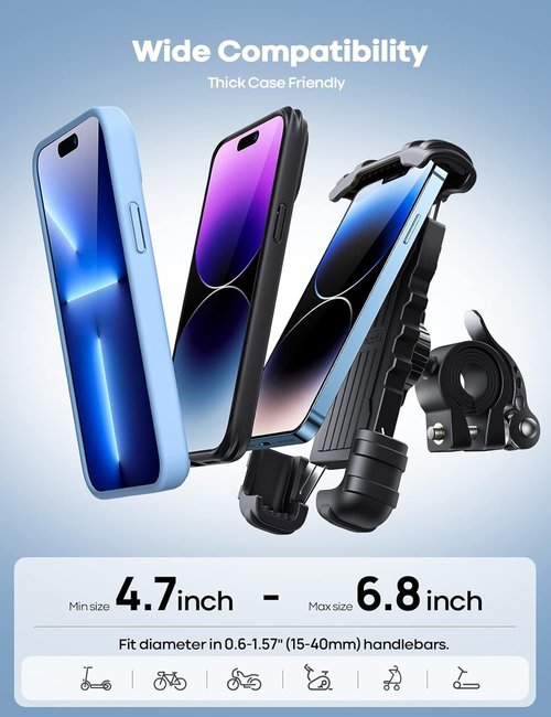 Lamicall Motorcycle Phone Holder - Secure Handlebar Mount for 4.7" to 6.8" Smartphones | Ideal for iPhone 17 Pro Max