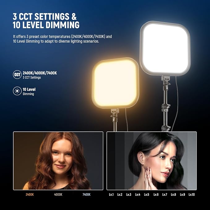 NEEWER Basics 2 Pack 15W 10.8" LED Video Light Panel Lighting Kit