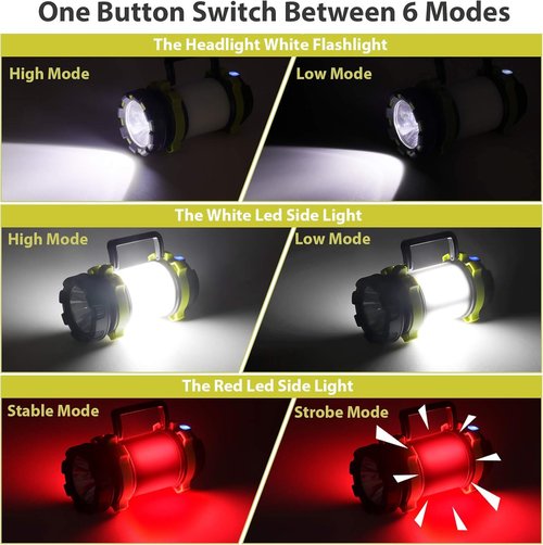 BOBKID Camping Lanterns - Rechargeable 1000LM LED Lights with 6 Modes | IPX5 Waterproof, 2-Pack - Green