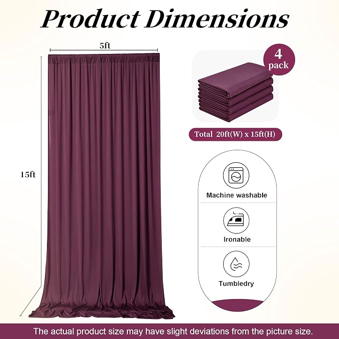 20ft x 15ft Burgundy Backdrop Curtains
