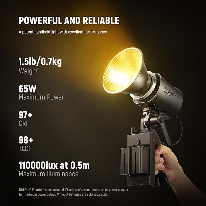 NEEWER MS60B LED Video Light 2.4G/APP Control, 65W Metal Mini Compact COB