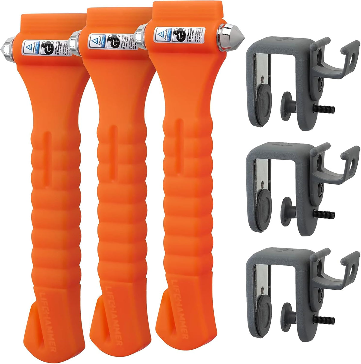 Lifehammer Brand Car Safety Hammer, the Original Emergency Escape and Rescue Tool with Seatbelt Cutter, Made in the Netherlands, Orange (2-Pack)