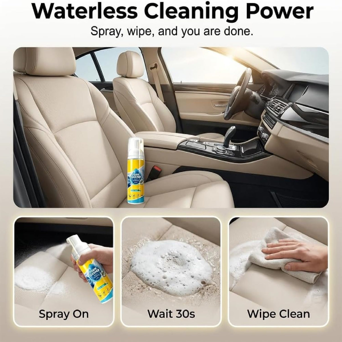 4-in-1 Multi-Enzyme Foam Cleaner, 5oz All-Purpose Deep Cleaning Spray for Car Seat, Effective Damage-free Cars Interior Foam Spray Enzyme Cleaner for Leather Car Seat Restore New Look (2Sets)