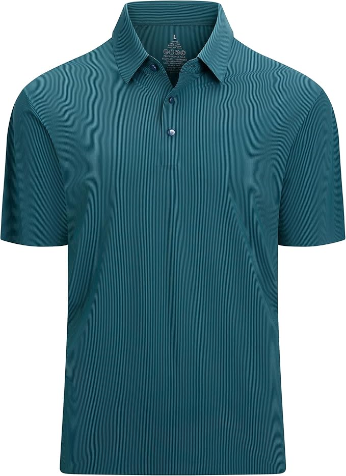 Esabel.C Golf Shirts for Men Dry Fit Performance Short Sleeve Print Moisture Wicking Collared Shirt