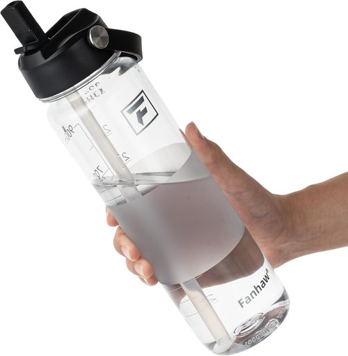 Fanhaw 32 Oz Clear Water Bottle - BPA-Free Tritan, Lightweight, Leak-Proof | Ideal for Gym, Travel, School