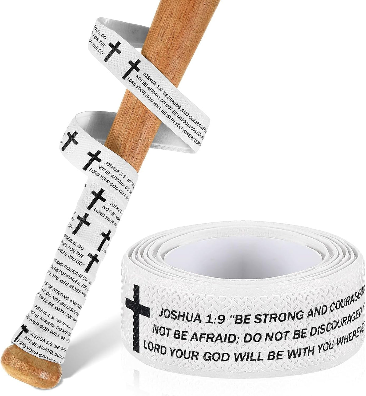 Pushglossy Christian Baseball Bat Grip Tape - 1.5mm Precut Non-Slip Faith Cross Design