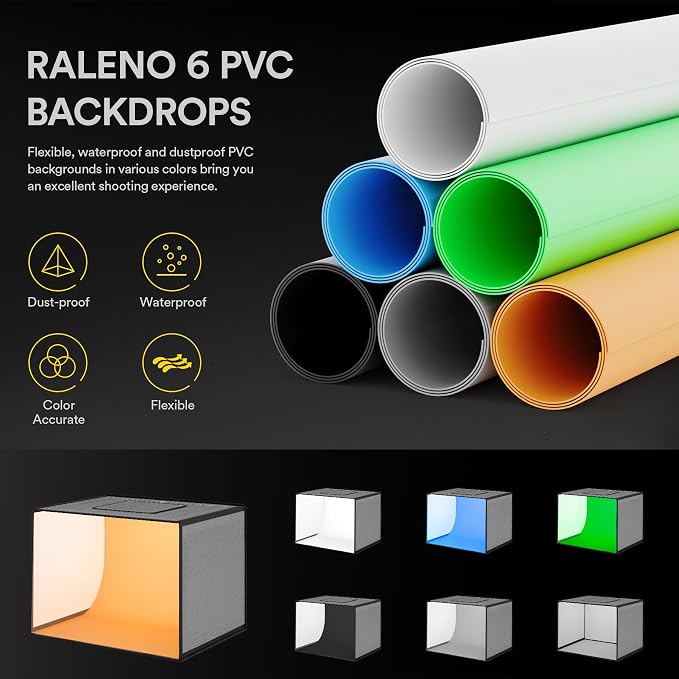RALENO 16"x12"x12" Photo Studio Light Box, Quick-Release Portable Photography