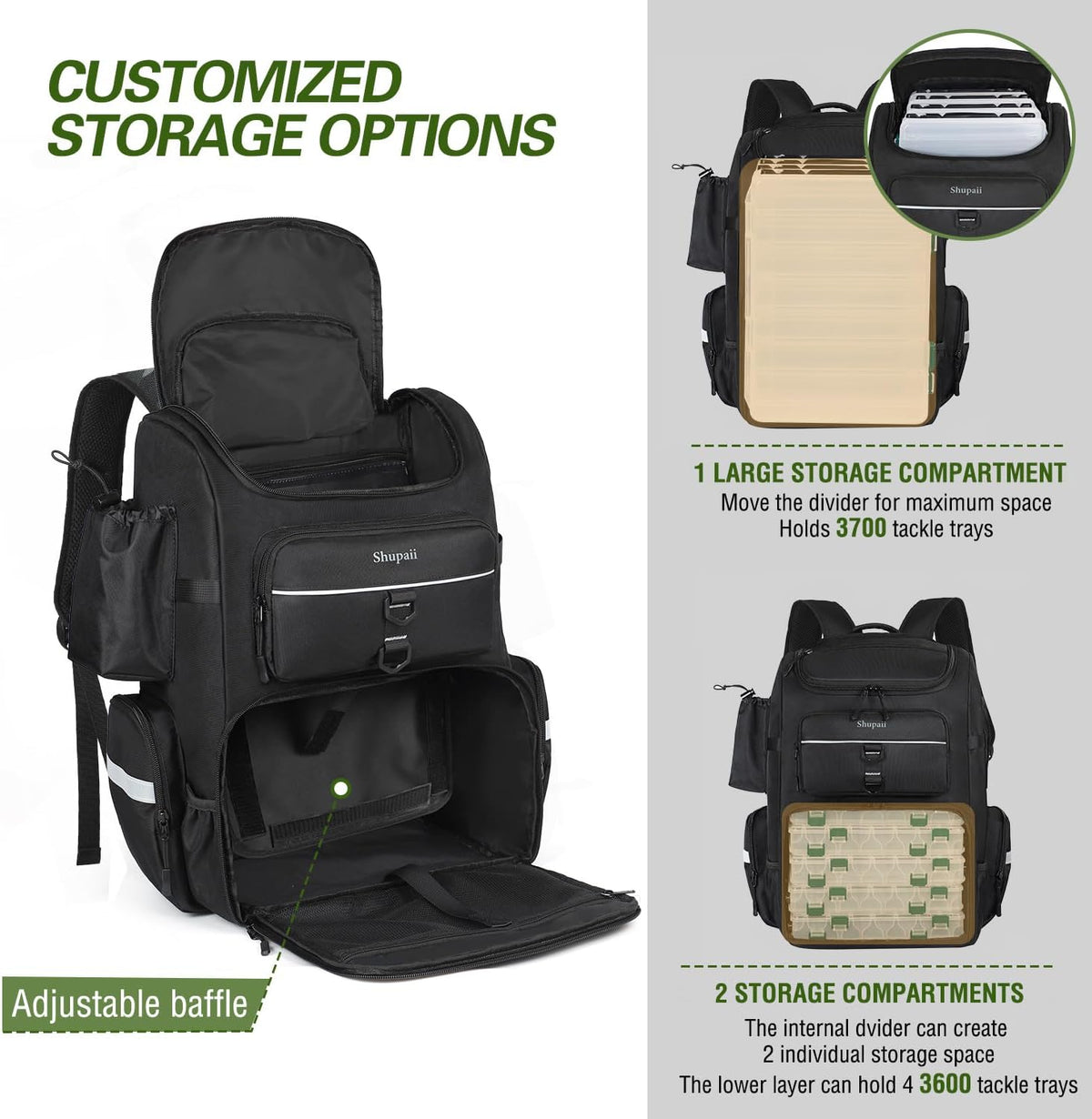 Skiennix Large Fishing Backpack - Waterproof 45L Tackle Bag with Rod Holders | Perfect Fishing Gear Gift for Men