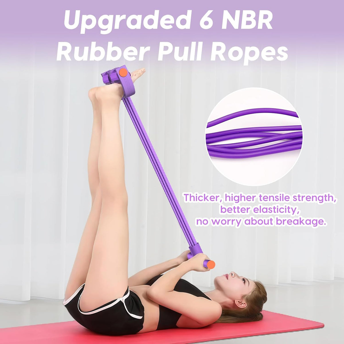 Skiennix Resistance Bands - 6-Tube Elastic Foot Pedal for Multifunctional Fitness Training | Natural Rubber