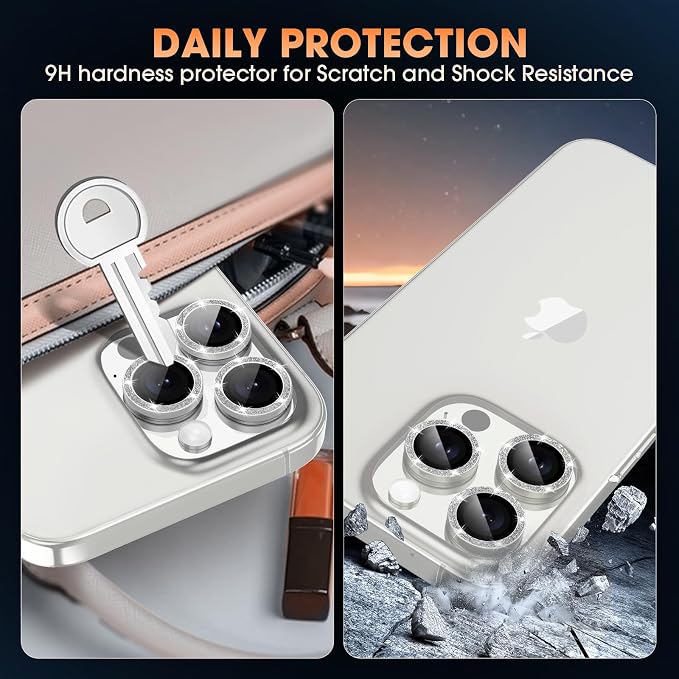 for iPhone 16 Pro/16 Pro Max Camera Lens Protector Bling Individual Metal