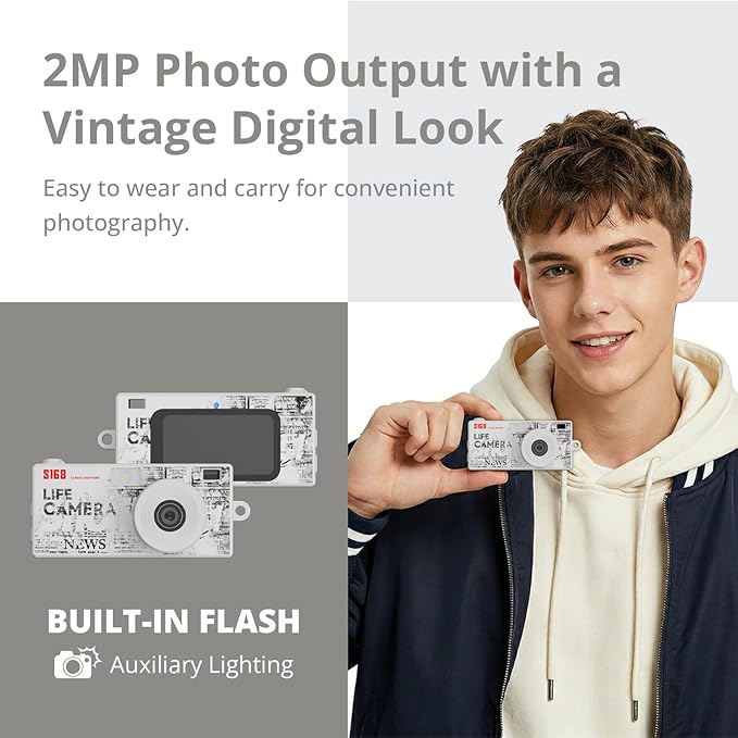 Mini Keychain Digital Camera, 1440P Video, 2MP Photos, 16GB Card, Type C