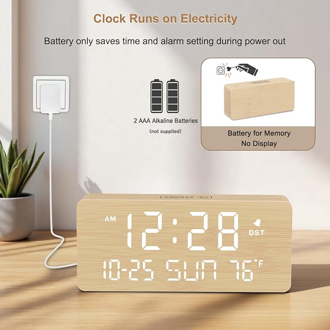 DreamSky Wooden Digital Alarm Clocks