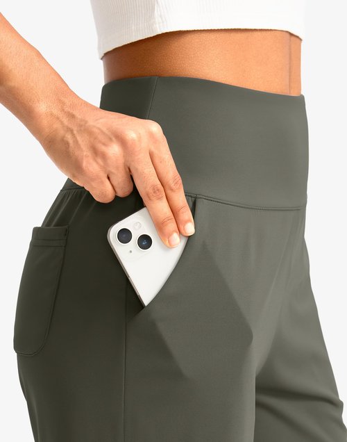 G Gradual Women's Bermuda Long Shorts with Pockets 7" High Waisted Knee Length Shorts for Women Walking Athletic Workout(Grey Sage-L7,M)