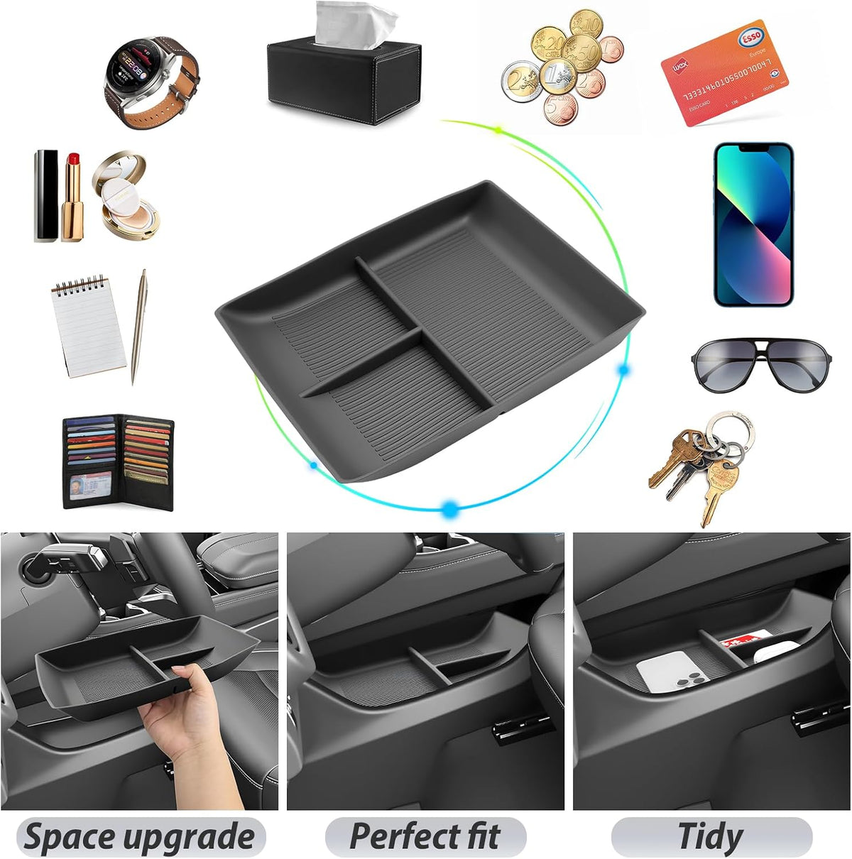 SKTU 2024 2025 2026 2027 Chevy Traverse Center Console Organizer Silicone