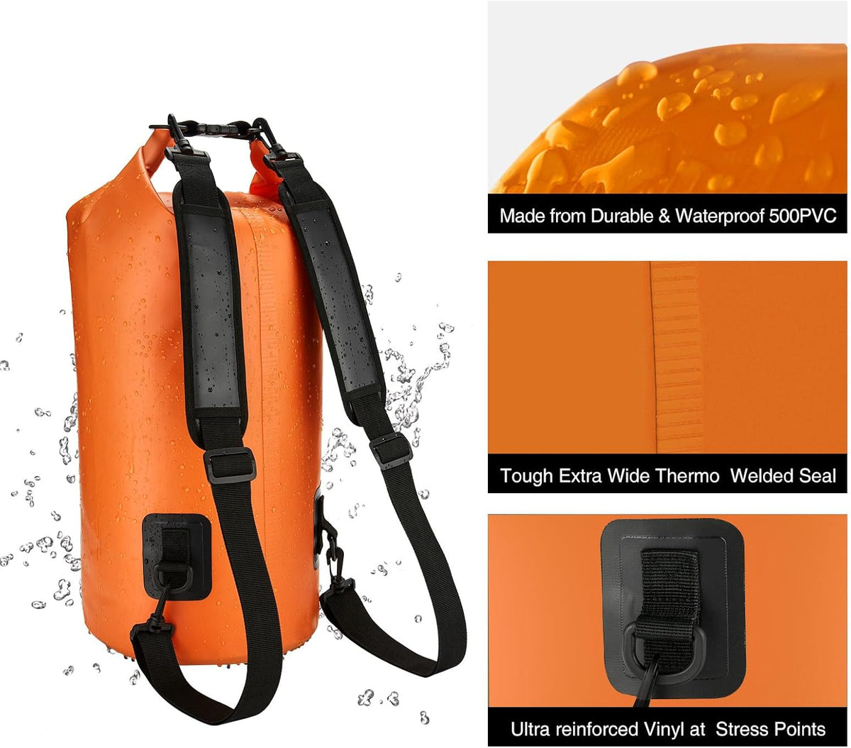 Piscifun Waterproof Dry Bag - Floating Backpack with Phone Case | 10L, 20L, 30L, 40L for Boating & Kayaking