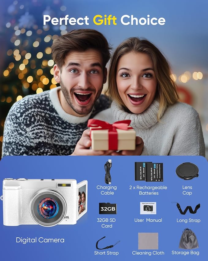 64MP Digital Camera for Photography, 2026 New WiFi 4K Vlog Video Camera for