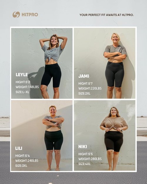 HLTPRO Plus Size Biker Shorts for Women - High Waist Tummy Control | 3 Pack (S-4XL) with Pockets