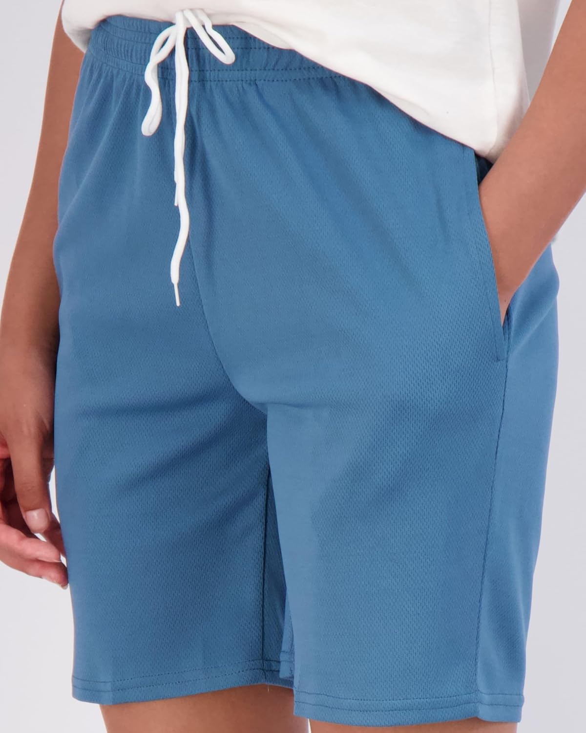 Real Essentials Women's 7" Mesh Bermuda Athletic Shorts - Quick-Dry Workout Shorts with Pockets | Plus Size Available