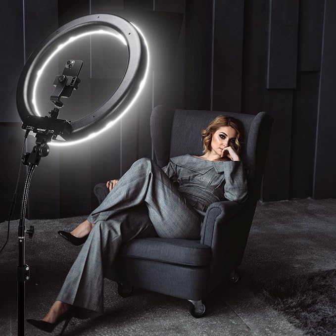NEEWER 18 Inch Ring Light with Tripod Stand, 55W Large LED Ringlight, Cold Shoe
