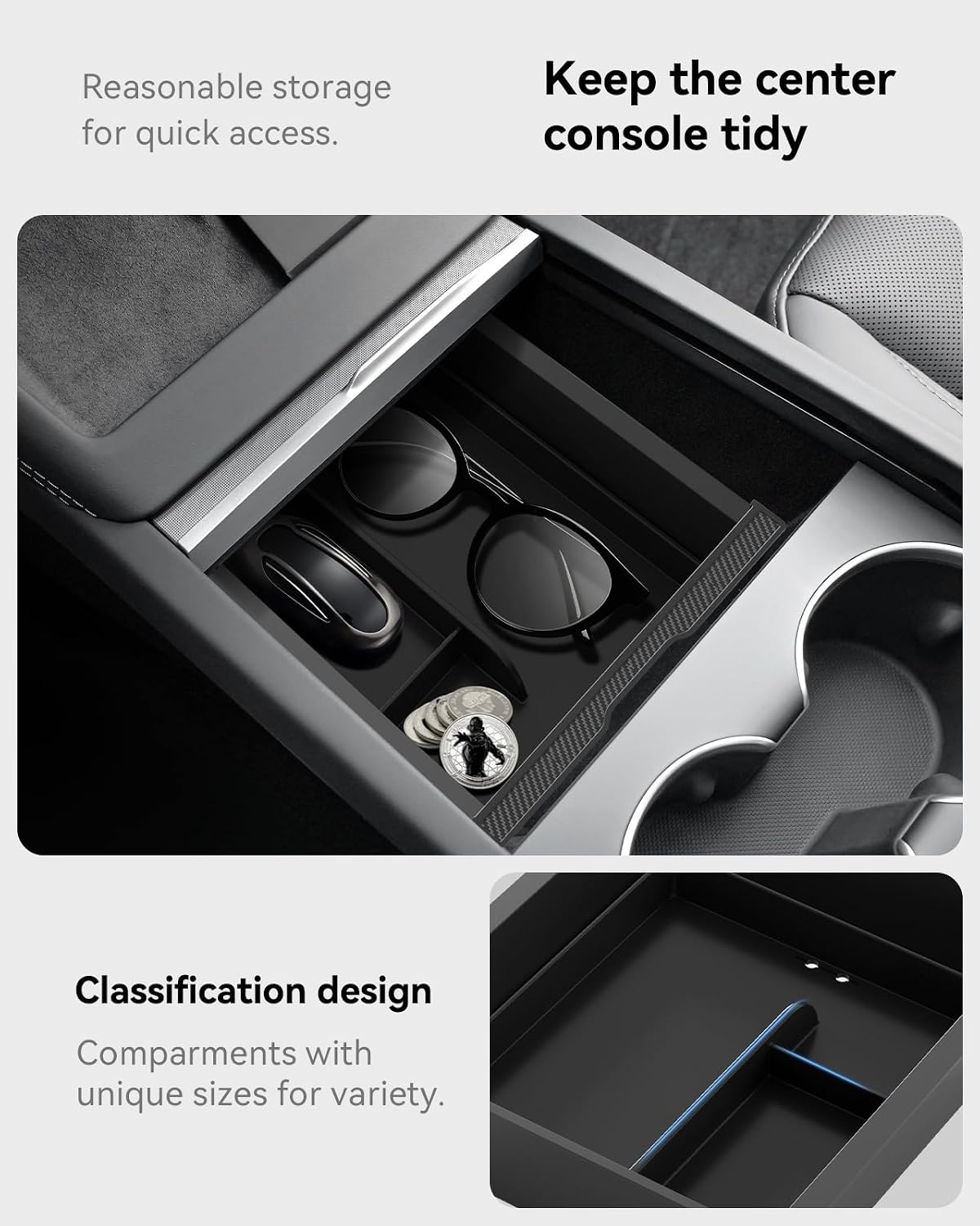 for 2026 Tesla Model 3 Highland Center Console Organizer Tray 4 PCS