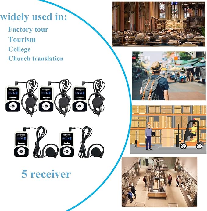 Retekess T131 Tour Guide System Receiver, Church Translation System, Compatible