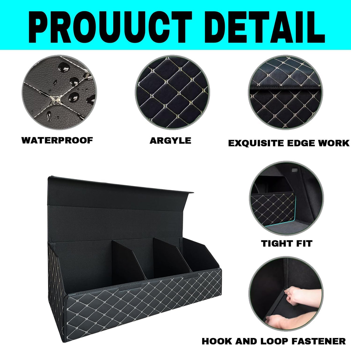Car Trunk Organizer for Honda Accord Hybrid -Custom Fit,Leather Large Capacity Outdoor Trunk Organizer,4-Layer Cover,Diamond Quilted Pattern All-Season Use for Honda Accord Hybrid 2018-2022