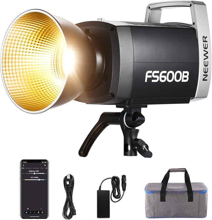 NEEWER 600W LED Studio Video Light 2.4G/APP Control 87100Lux/1m, 2700K-6500K Bi